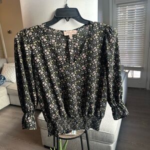 Philosophy Floral Rounded V neck Blouse